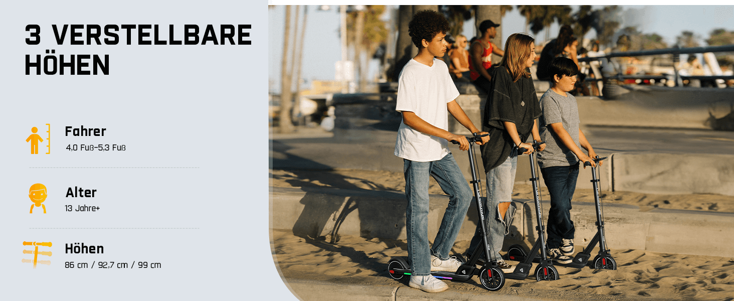 FanttikRide T9 Elektroroller für Kinder, 7/10/12 MPH, LED-Anzeige, höhenverstellbar, faltbar, Gummiräder, leicht, Geschenke für Jungen und Mädchen