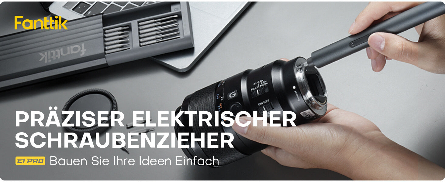 Fanttik E1 Pro Elektrisches Schraubendreher Präzision mit 24 Magnetbohrern, 2 Drehmomentstufen, 5/32" Sechskant, geeignet für die Wartung von iPhone, Laptop, Uhr - E1 PRO