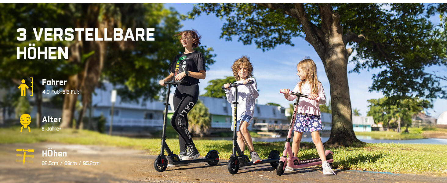 FanttikRide C9 Elektroroller für Kinder ab 8 Jahren, 10/16 km/h, 5 Meilen Reichweite, LED-Anzeige, höhenverstellbar, faltbar, Gummiräder, leicht, Geschenke für Jungen und Mädchen bis 132 Pfund