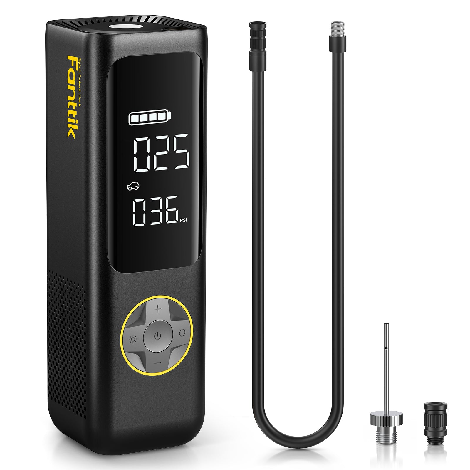 Fanttik X8 APEX™ 7800mAh Tragbare Elektronische Luftpumpe 12V, 10,3BAR / 150PSI Elektrischer Kompressor 2X Schneller, Dualer Bildschirm mit LCD, 5 Modi für Autos, E-Bikes, Motorräder, Bälle