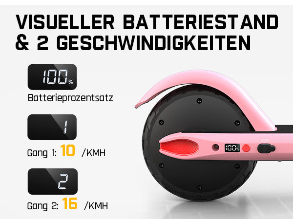 FanttikRide C9 Elektroroller für Kinder ab 8 Jahren, 10/16 km/h, 5 Meilen Reichweite, LED-Anzeige, höhenverstellbar, faltbar, Gummiräder, leicht, Geschenke für Jungen und Mädchen bis 132 Pfund