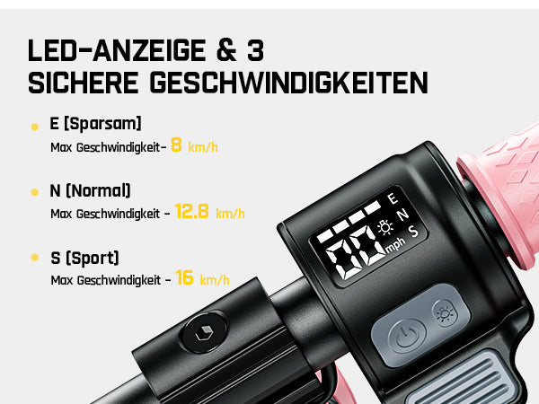 FanttikRide C9 Apex Elektroroller für Kinder im Alter von 8–12 Jahren, Bluetooth-Musiklautsprecher, Bunte Regenbogenlichter, 8/12,8/16 km/h, Faltbarer Elektroroller, Geschenk für Teenager
