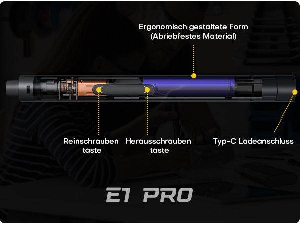 Fanttik E1 Pro Elektrisches Schraubendreher Präzision mit 24 Magnetbohrern, 2 Drehmomentstufen, 5/32" Sechskant, geeignet für die Wartung von iPhone, Laptop, Uhr - E1 PRO
