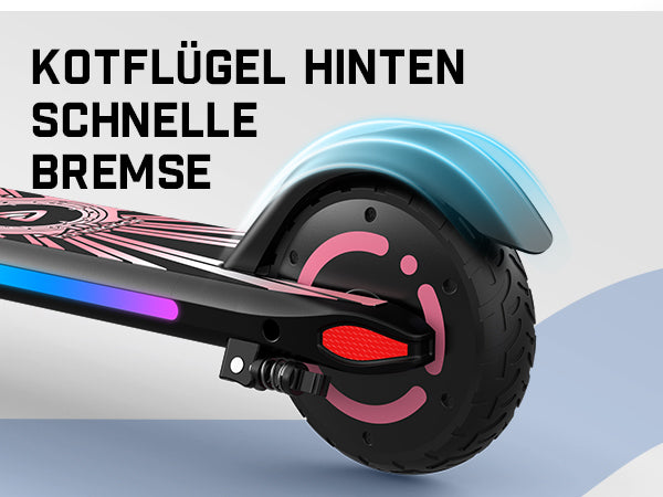 FanttikRide C9 Apex Elektroroller für Kinder im Alter von 8–12 Jahren, Bluetooth-Musiklautsprecher, Bunte Regenbogenlichter, 8/12,8/16 km/h, Faltbarer Elektroroller, Geschenk für Teenager