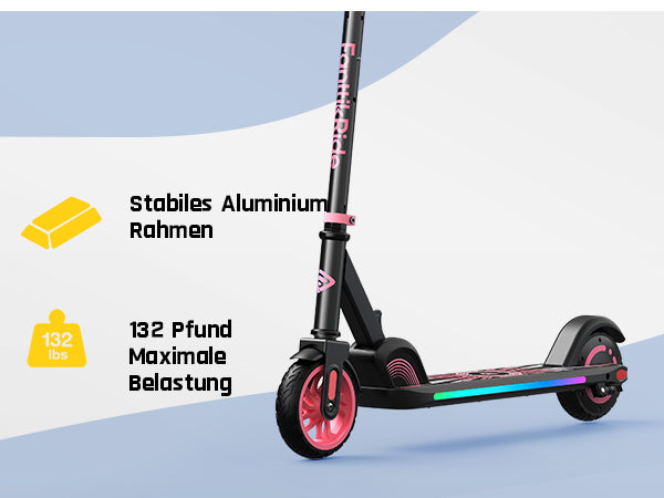 FanttikRide C9 Apex Elektroroller für Kinder im Alter von 8–12 Jahren, Bluetooth-Musiklautsprecher, Bunte Regenbogenlichter, 8/12,8/16 km/h, Faltbarer Elektroroller, Geschenk für Teenager
