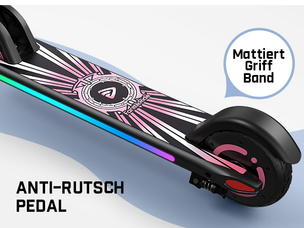 FanttikRide C9 Apex Elektroroller für Kinder im Alter von 8–12 Jahren, Bluetooth-Musiklautsprecher, Bunte Regenbogenlichter, 8/12,8/16 km/h, Faltbarer Elektroroller, Geschenk für Teenager