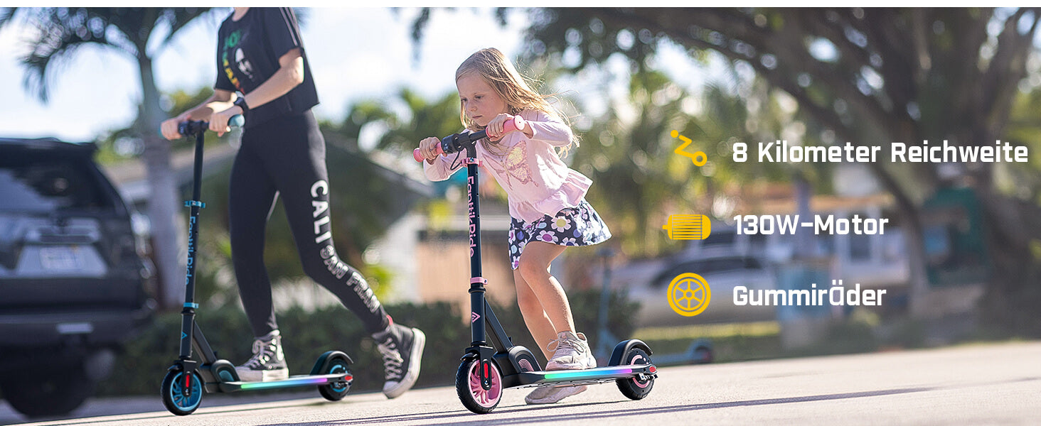 FanttikRide C9 Apex Elektroroller für Kinder im Alter von 8–12 Jahren, Bluetooth-Musiklautsprecher, Bunte Regenbogenlichter, 8/12,8/16 km/h, Faltbarer Elektroroller, Geschenk für Teenager