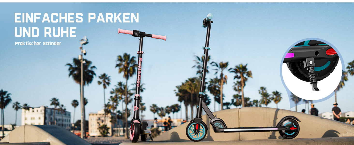 FanttikRide C9 Apex Elektroroller für Kinder im Alter von 8–12 Jahren, Bluetooth-Musiklautsprecher, Bunte Regenbogenlichter, 8/12,8/16 km/h, Faltbarer Elektroroller, Geschenk für Teenager