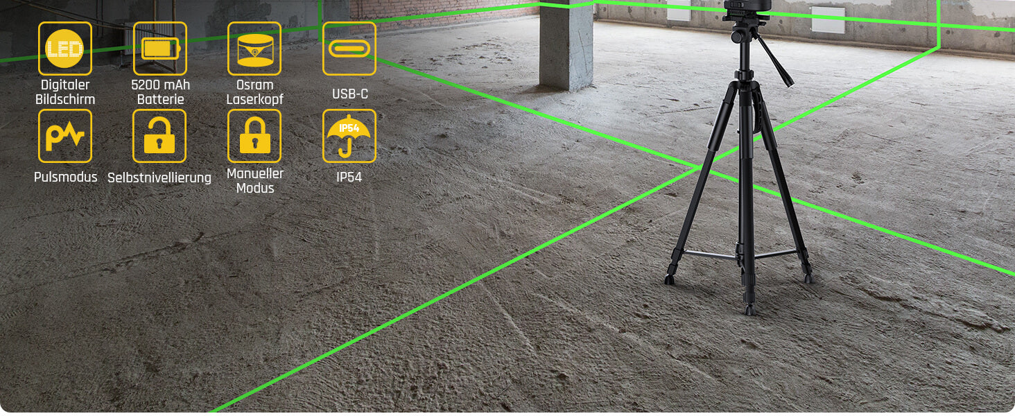 Fanttik D16 APEX Kreuzlinienlaser Grün 4x360°, 16 Linien Selbstnivellierender Linienlaser mit LED-Bildschirm, 5200 mAh Batterie Wiederaufladbar, Impulsmodus, Magnetische Unterstützung