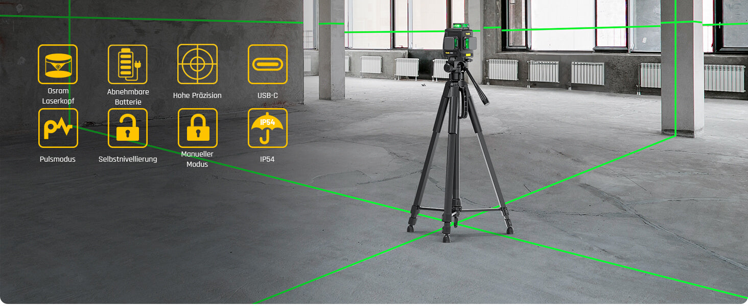 Fanttik D12 PLUS Selbstnivellierend Kreuzlinienlaser, Grün Linienlaser 12 Linien 3×360°, 5200 mAh Abnehmbare Batterie, mit Magnetische Halterung, EVA-Handtasche, für Baustelle und Inneneinrichtung