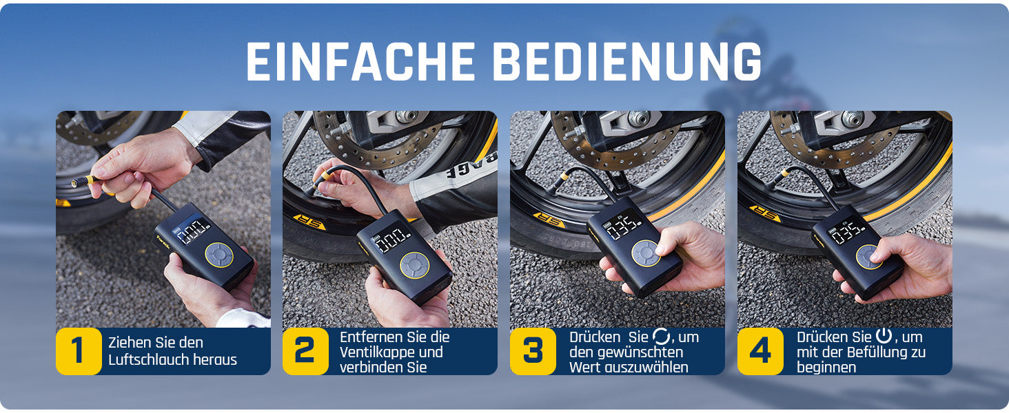 Fanttik X9 Pro Tragbare Elektronische Luftpumpe für Motorrad, 27s schnell aufblasen Elektrische Kompressor mit digitalem Reifendruckmesser, 150psi -Reifenfüller für Elektrofahrrad, Kompakt Auto, Ball