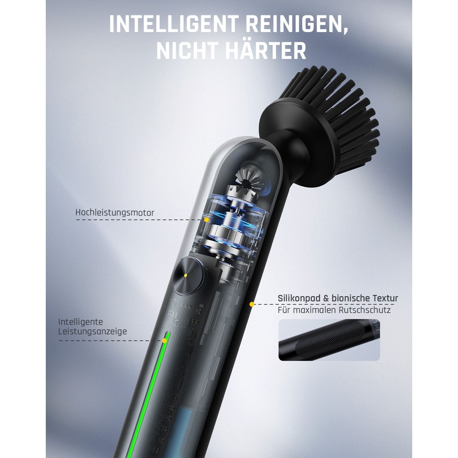 Fanttik G9 Nano Elektrischer Spin Scrubber, kabellose Fugenbürste, Typ-C-Ladung, LED-Anzeige, IPX7, 8 Aufsätze für Fugen, Ecken – Schwarz