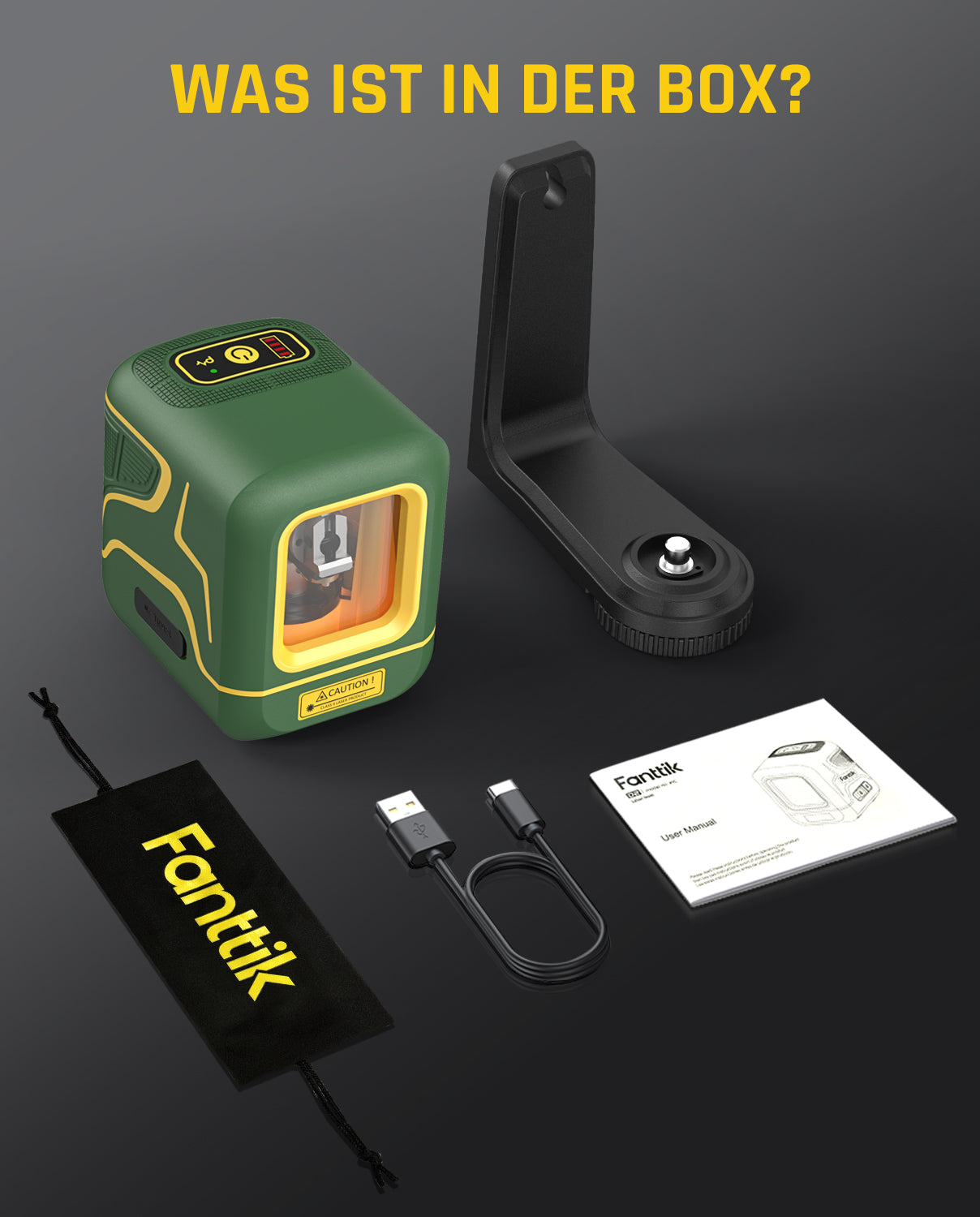 Fanttik D2 Selbstnivellierend Kreuzlinienlaser, Grün Linienlaser, USB-Aufladung, Wiederaufladbarer Batterie, 30 m Arbeitsbereich, Pulsmodus, Magnetische Halterung, IP54, für Bildaufhängen/DIY, Grün