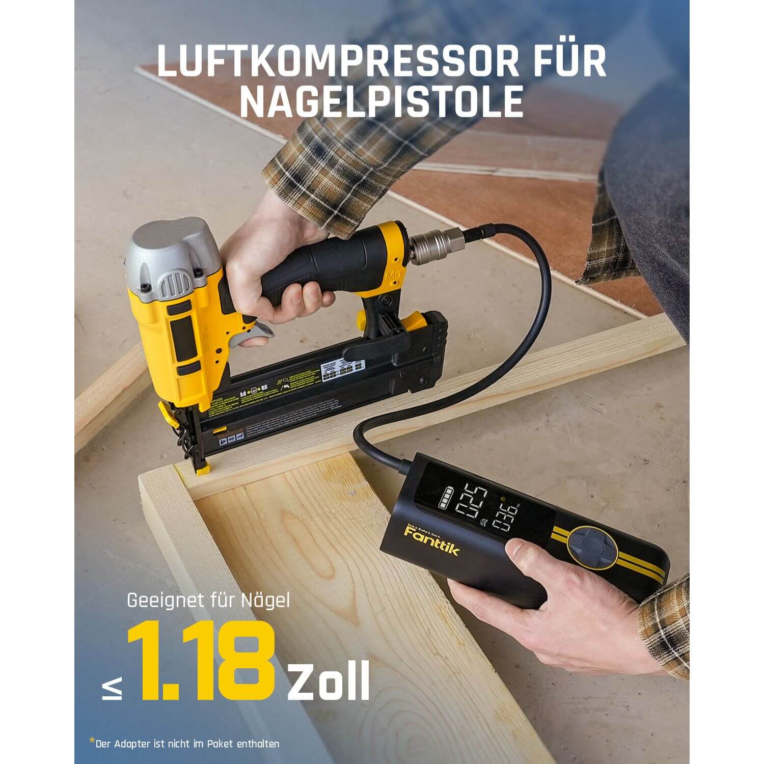 Fanttik X8 APEX Tragbare Elektronische Luftpumpe 12V mit 7800mAh, 10,3BAR / 150PSI Elektrischer Kompressor 2X Schneller, Dualer Bildschirm mit LED, für Auto, E-Bike, Motorrad, Ball