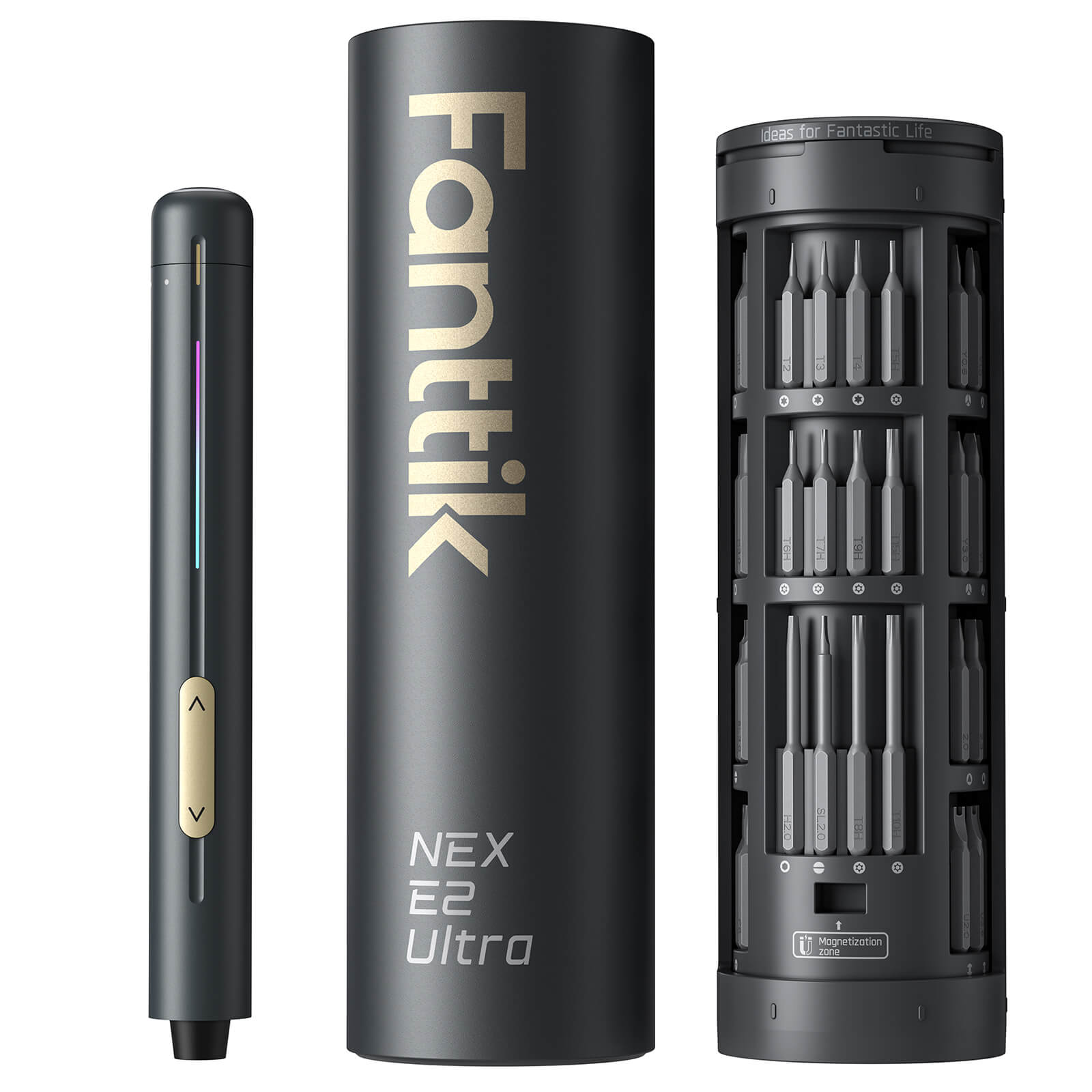 Fanttik E2 Ultra 3.7V Mini Elektro Schraubendreher Set, 50 in 1 Magnetische Präzisions-Schraubendreher Kit, Max 0.6N.m, 5/32 Zoll Sechskant, Geeignet für Reparatur für iPhone,Laptop, Brillen, Uhren