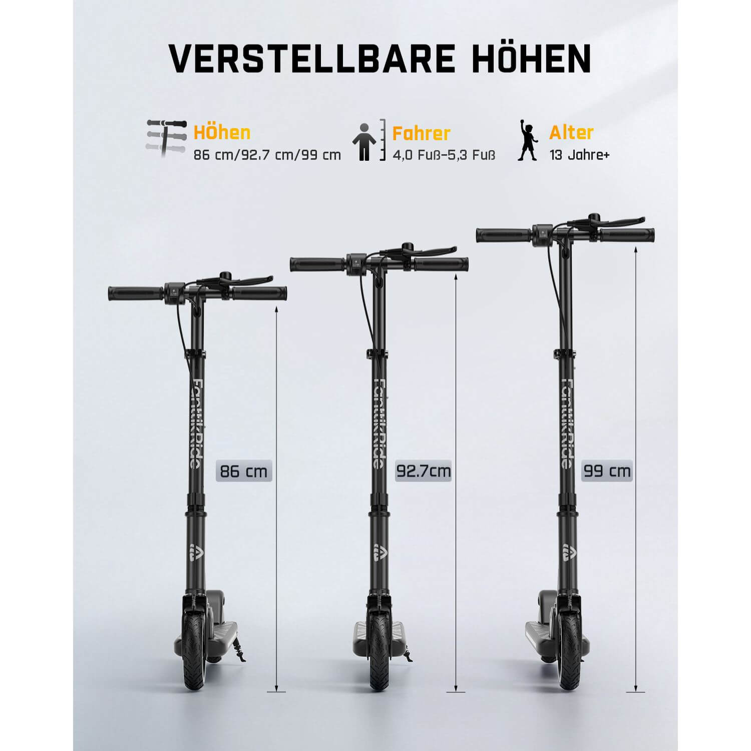 FanttikRide T9 Apex Elektroroller für Kinder ab 13 Jahren, Bunte LED-Lichter mit Bluetooth-Musiklautsprecher, 12/16/20 KMH Digitalanzeige, Höhenverstellbar, Faltbarer E-Scooter für Teenager