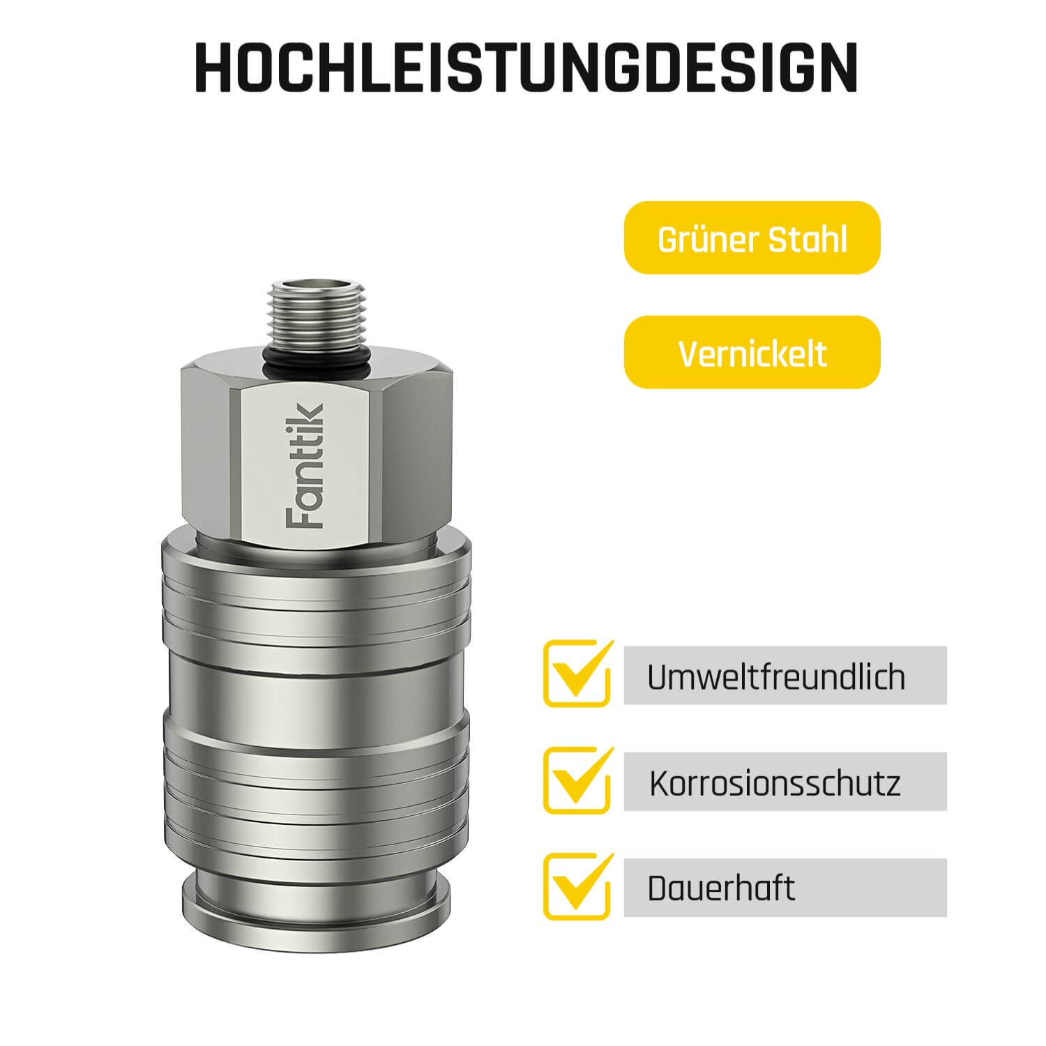 Fanttik X8 APEX Luftpumpe und Anschluss für Nagelpistole, 1/4 Zoll Innengewinde, Druckluftkupplung mit VG8-Gewinde, 20,7 BAR/300 PSI maximaler Druck, 450°C Hitzebeständiger Schnellkupplung-Druckluft