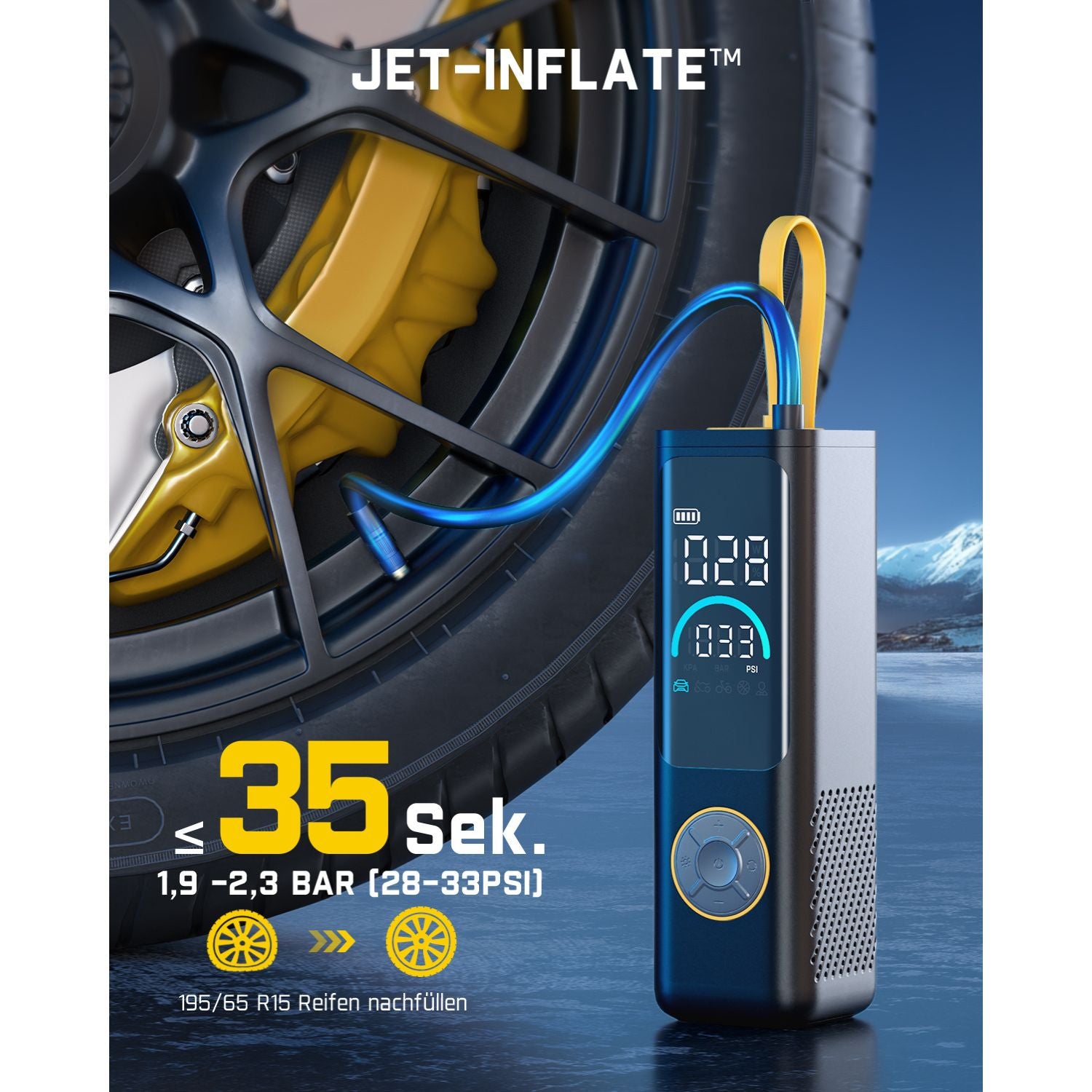 Fanttik X9 APEX 150 PSI Tragbare Elektrische Luftpumpe, 35s schnelles Aufpumpen, kabelloser Kompressor mit Licht und Powerbank, Wiederaufladbare Reifenpumpe für SUV, Auto, Motorrad, Fahrrad, Ball