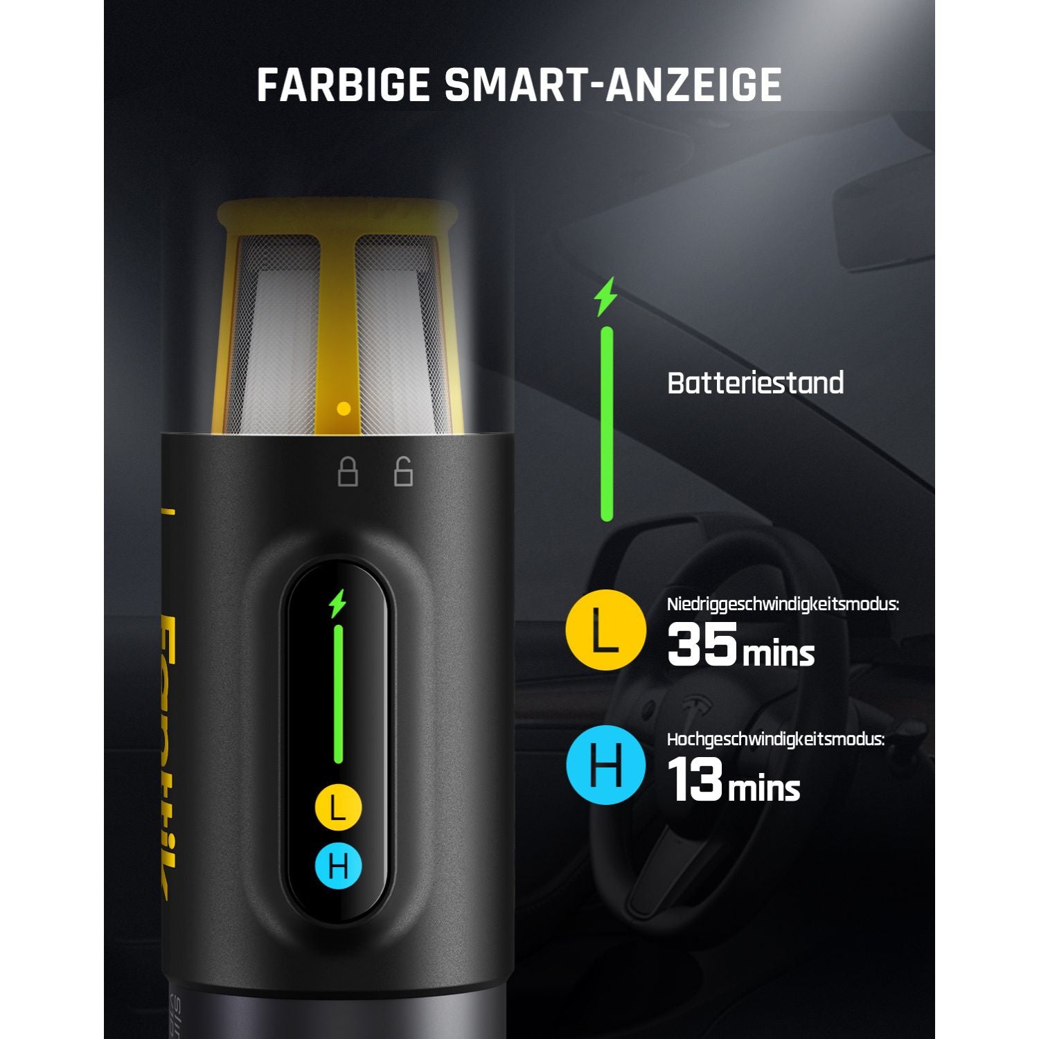 Fanttik Slim V10 Mix Kabelloser Auto-Staubsauger, 4-in-1 Handstaubgebläse, Smart-LED-Farbdisplay, 16 kPa Starke Saugleistung, tragbarer Mini-Staubsauger für Auto, Büro & Tastaturen