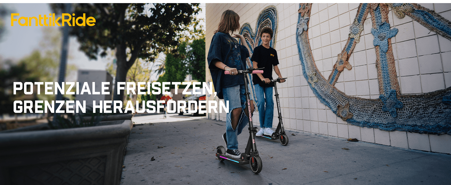 FanttikRide T9 Apex Elektroroller für Kinder ab 13 Jahren, Bunte LED-Lichter mit Bluetooth-Musiklautsprecher, 12/16/20 KMH Digitalanzeige, Höhenverstellbar, Faltbarer E-Scooter für Teenager