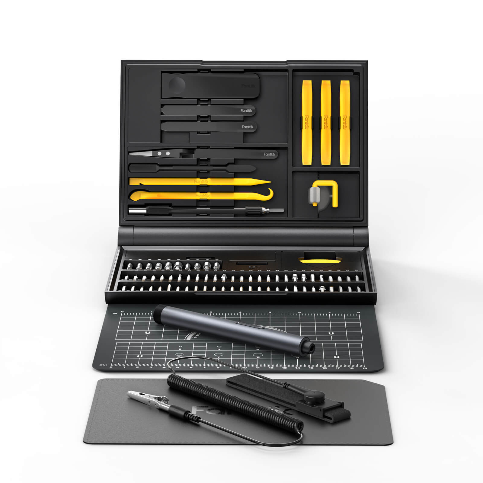 Fanttik E1 NEX Workstation Präzisions-Schraubendreher-Set, 64 magnetische Bits, 12 Arten von Fixierwerkzeugen, 2 Drehmoment, max. 3 N.m, Reparaturwerkzeug für Telefon, Laptop, Kameras, Uhren