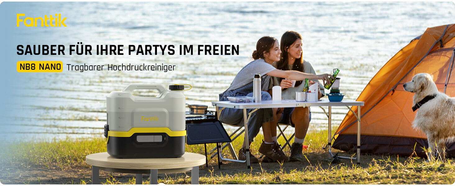 Fanttik NB8 Nano Tragbarer kabelloser elektrischer Hochdruckreiniger mit 2,1 Gallonen Tank, Einziehbarem Sprühkopf, 2600 mAh, Waschmaschine für Terrassengarten, Campingdusche und Haustierreinigung