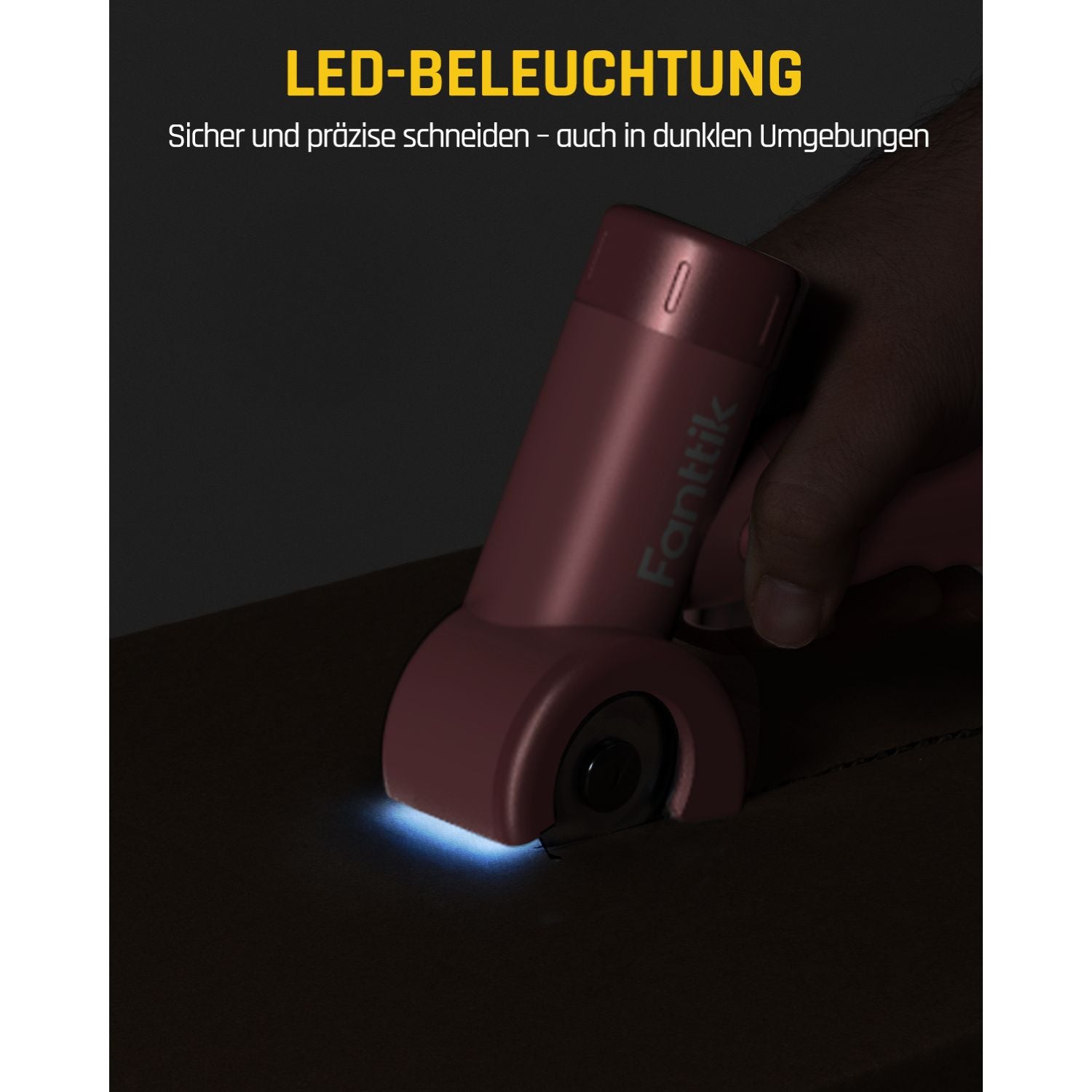 Fanttik C8 Nano Elektrische Schere, Kartonschneider Elektrisch mit Bildschirm, LED-Licht, 3 Geschwindigkeitsstufen, Wiederaufladbarer Akku, Geeignet für Stoffe, Teppiche, Leder, Kartons - Rosa