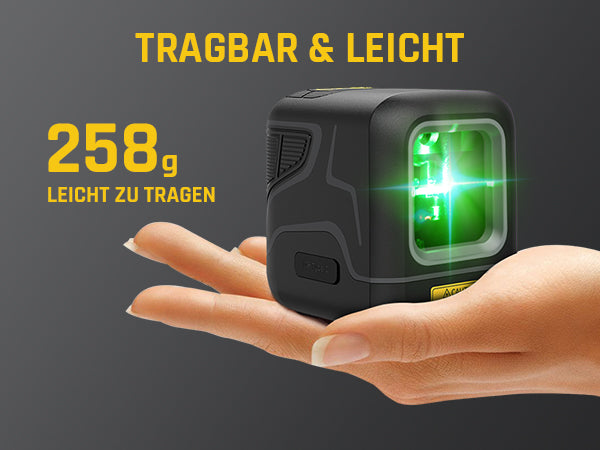 Fanttik D2 Selbstnivellierend Kreuzlinienlaser, Grün Linienlaser, USB-Aufladung, Wiederaufladbarer Batterie, 30 m Arbeitsbereich, Pulsmodus, Magnetische Halterung, IP54, für Bildaufhängen/DIY, Grün