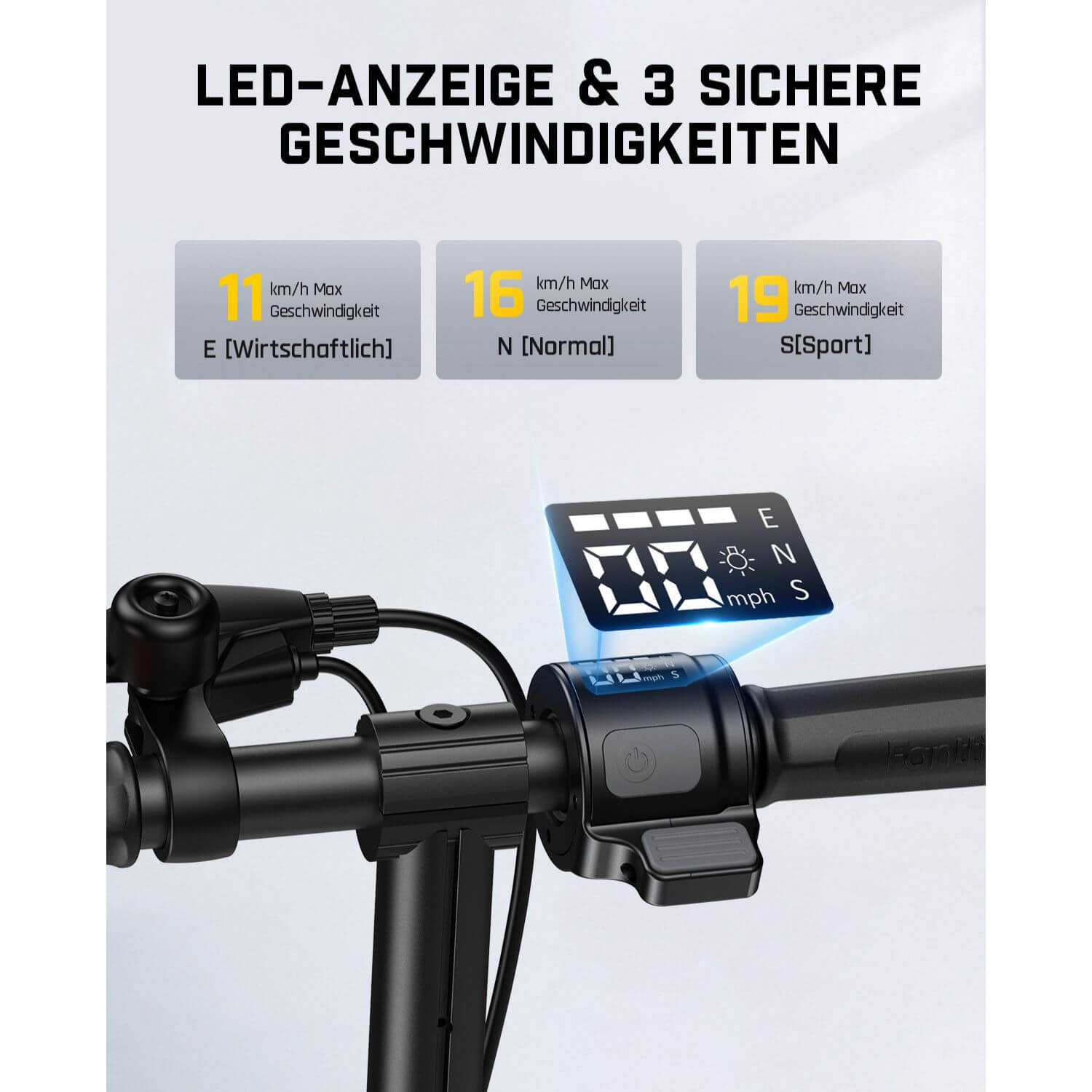 FanttikRide T9 Elektroroller für Kinder, 7/10/12 MPH, LED-Anzeige, höhenverstellbar, faltbar, Gummiräder, leicht, Geschenke für Jungen und Mädchen