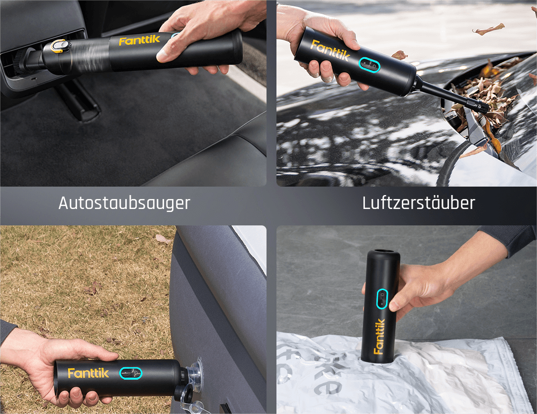 Fanttik Slim V8 Apex Akku-Autostaubsauger mit hoher Leistung, 19000 Pa/45 AW, RobustClean™-Handstaubsauger 4-in-1-Mini-Luftgebläsepumpe, Tragbarer Staubsauger für Auto und Zuhause