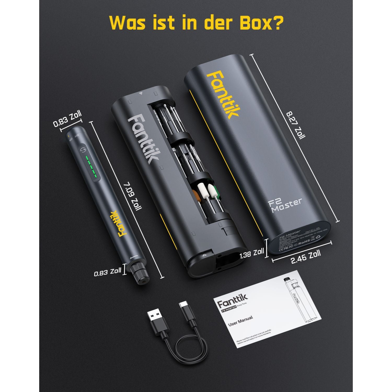 Fanttik F2 Master Mini Akku-Multifunktionswerkzeug Set 3,6V, NeoPulse Motor, 5 Geschwindigkeiten, 25000 U/min, Revostor-Hub, 35 Zubehörteile, Elektrowerkzeug zum Schleifen, Polieren, Bohren, Gravieren
