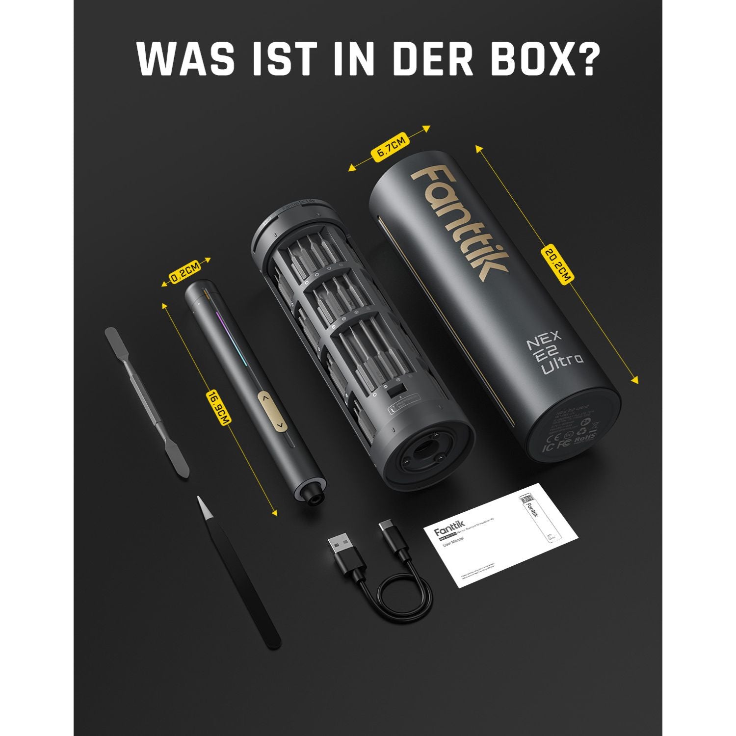 Fanttik E2 Ultra 3.7V Mini Elektro Schraubendreher Set, 50 in 1 Magnetische Präzisions-Schraubendreher Kit, Max 0.6N.m, 5/32 Zoll Sechskant, Geeignet für Reparatur für iPhone,Laptop, Brillen, Uhren