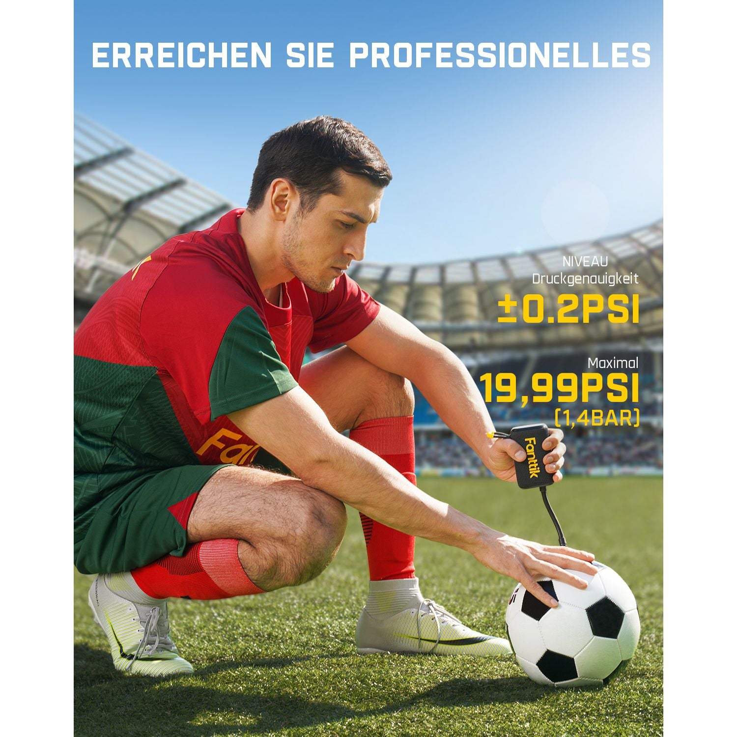 Fanttik X8 Nano Elektrische Ballpumpe, Ultraschnelles Aufpumpen für Sportball, Tragbare Luftpumpe mit Präziser Digitaldruck und LCD-Display für Basketball, Fußball, Volleyball, Rugby