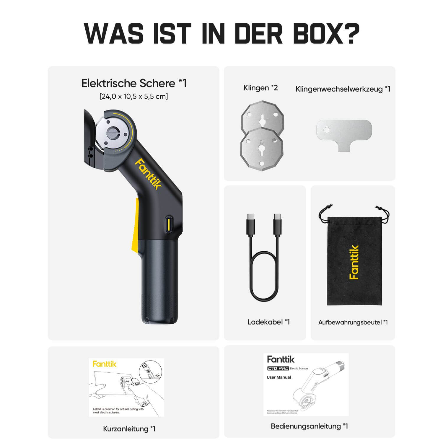Fanttik C10 Pro BowGuide Elektrischer Kartonschneider, Kalbellose Schere mit LED Anzeige, 2-Geschwindigkeiten, Wiederaufladbarer Rotationsschneider mit Klingen für Stoff, Teppich, Leder, Karton