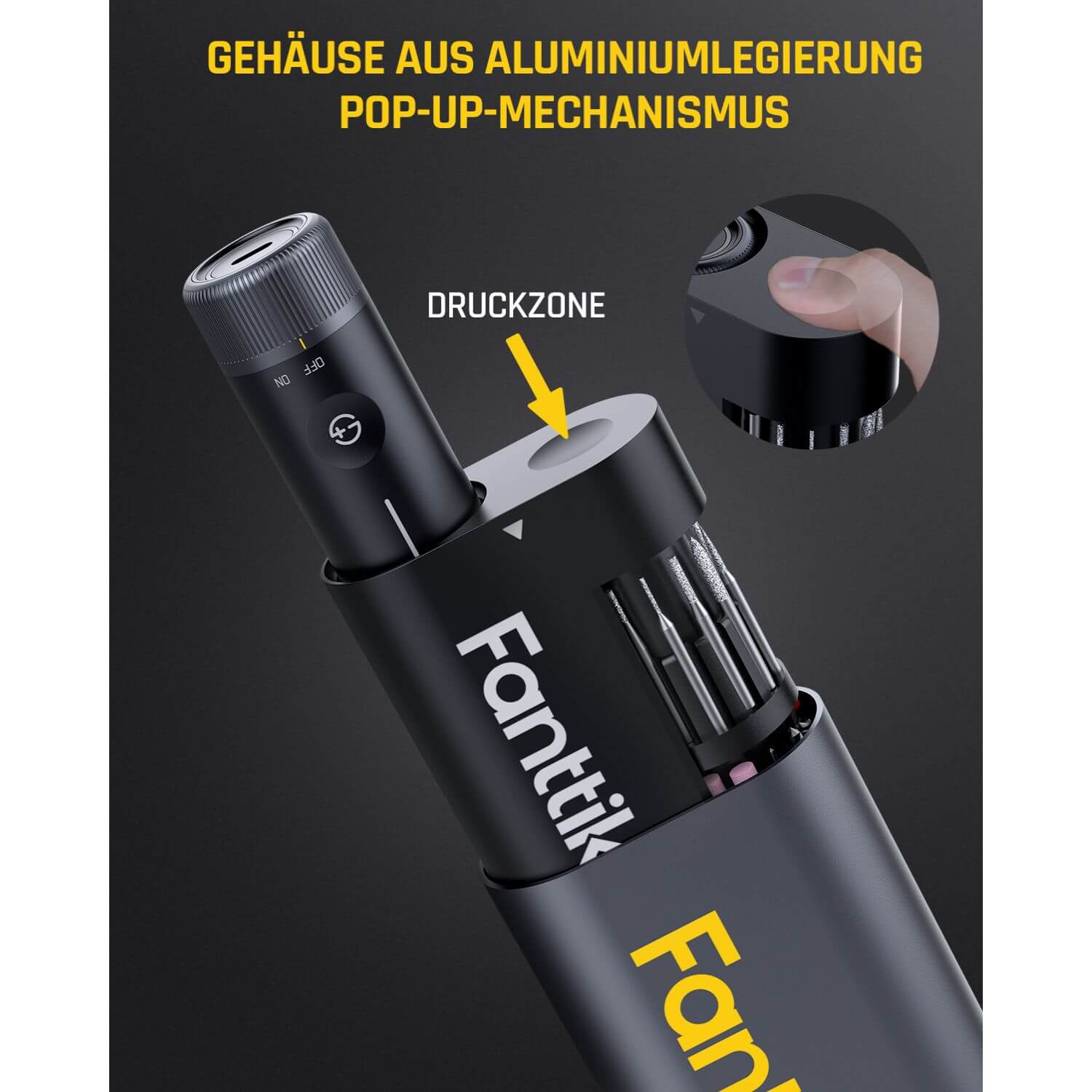 Fanttik F2 PRO Akku Multifunktionswerkzeug, starker Magnetmotor, Revostor-Hub, Rotationswerkzeug Set mit 5 Gang (25000 U/min), zum Schleifen, Polieren, 3D-Druck, Bohren, Schnitzen, Schneiden