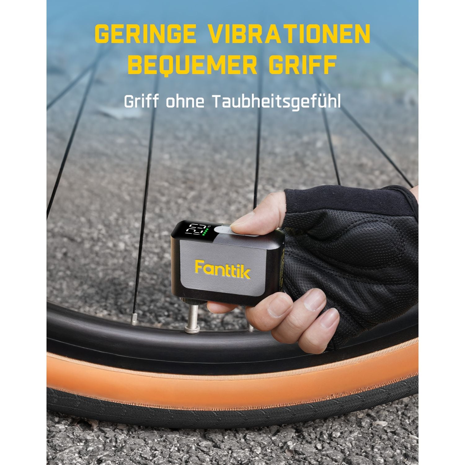 Fanttik X10 Ace Mini akku Fahrradpumpe mit Manometer, 120 PSI elektrische Fahrradpumpe mit Presta- und Schrader-Ventil, Auto-Stopp, schnelles Aufpumpen für Rennrad, Mountainbike, Motocross und E-Bike