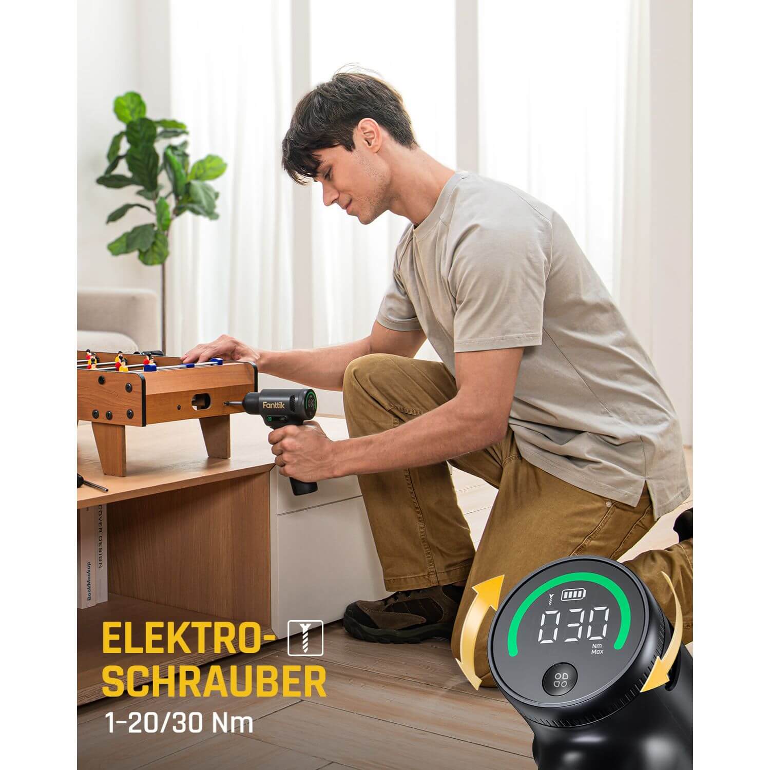 Fanttik K2 Ultra 7,4V Akku-Bohrschrauber, kabelloser Schrauber/Bohrer, 10 mm Schnellspannfutter, drehzahlregulierbar, TapSwitch-Funktion, 2500 mAh Akku, Werkzeug-Set für Heimwerker & DIY