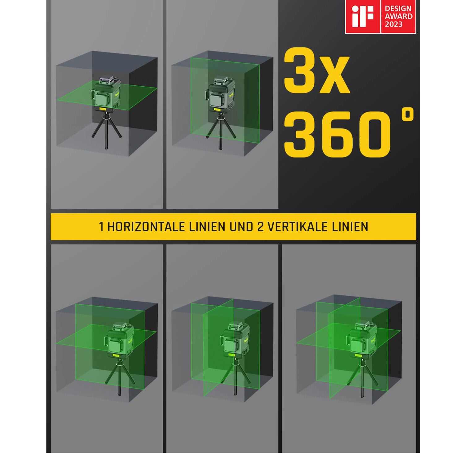 Fanttik D12 PRO Selbstnivellierend Kreuzlinienlaser 3×360°, Grün Linienlaser mit LED-Bildschirm, USB-Aufladung, 5200 mAh Batterie, Arbeitsbereich 30 m, Pulsmodus, für Baustelle/Inneneinrichtung