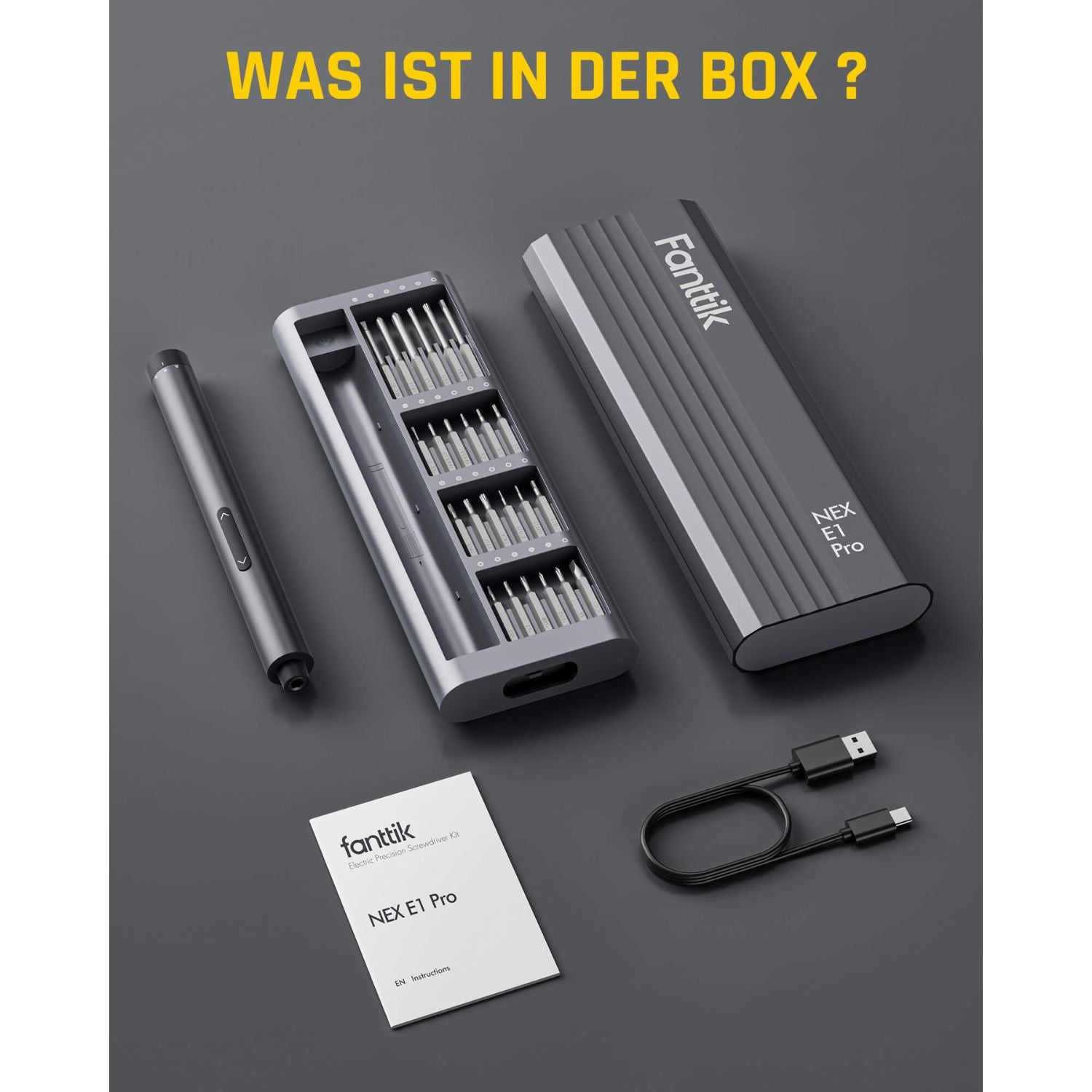 Fanttik E1 Pro Elektrisches Schraubendreher 50 in 1 Magnetische Präzisions-Schraubendreher Kit, 2 Gänge Drehmoment, 5/32 Zoll Sechskant, Geeignet für Reparatur für iPhone,Laptop, Brillen, Uhren