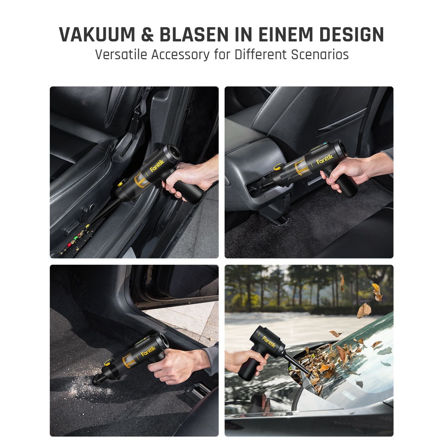Fanttik Slim V10 Mix Kabelloser Auto-Staubsauger, 4-in-1 Handstaubgebläse, Smart-LED-Farbdisplay, 16 kPa Starke Saugleistung, tragbarer Mini-Staubsauger für Auto, Büro & Tastaturen