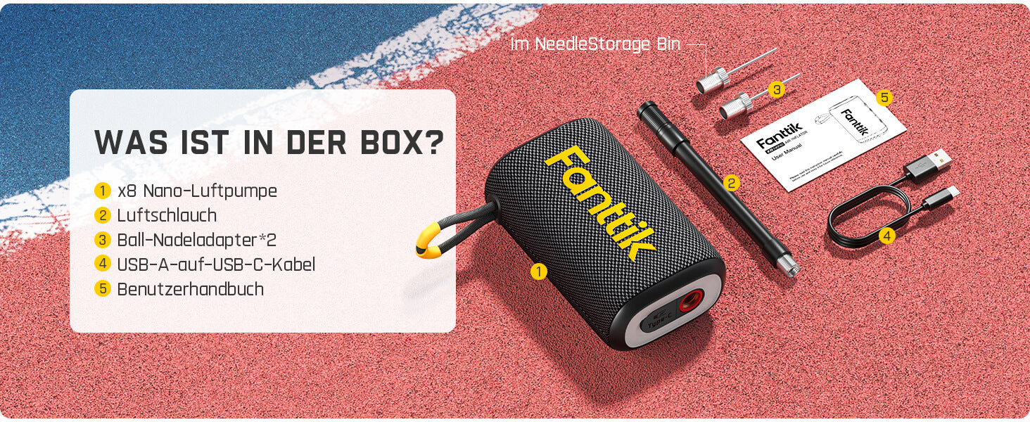 Fanttik X8 Nano Elektrische Ballpumpe, Ultraschnelles Aufpumpen für Sportball, Tragbare Luftpumpe mit Präziser Digitaldruck und LCD-Display für Basketball, Fußball, Volleyball, Rugby