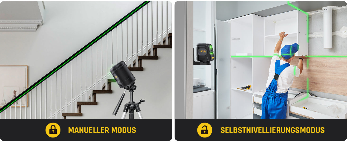 Fanttik D2 PRO Selbstnivellierend Kreuzlinienlaser mit LED-Bildschirm, 130° Vertikale Abstrahlwinkel, Umschaltbar Horizontal/Vertikal, USB-Aufladung, 2600 mAh Batterie, 30 m Arbeitsbereich, Pulsmodus