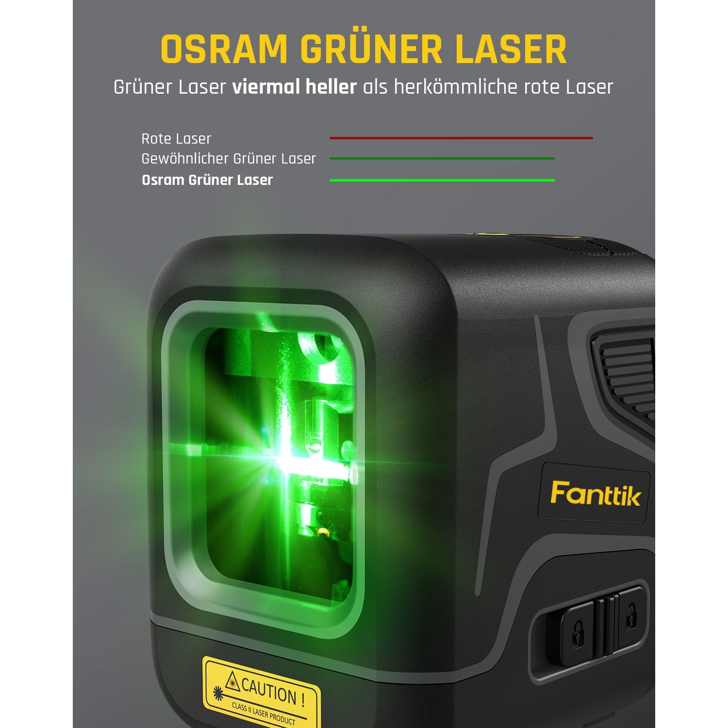 Fanttik D2 Selbstnivellierend Kreuzlinienlaser, Grün Linienlaser, USB-Aufladung, Wiederaufladbarer Batterie, 30 m Arbeitsbereich, Pulsmodus, Magnetische Halterung, IP54, für Bildaufhängen/DIY, Grün