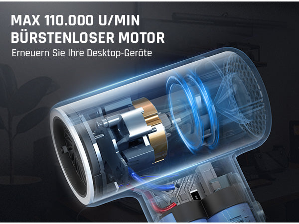 Fanttik B8 Ace Elektrische Staubgebläse Druckluftspray, 110000 U/min, Druckluft Compressed Air Duster mit 2600mAh Akku, Reinigungsbürste, LED-Licht, Staubgebläse für Tastatur, PC-Gehäuse, Schrank
