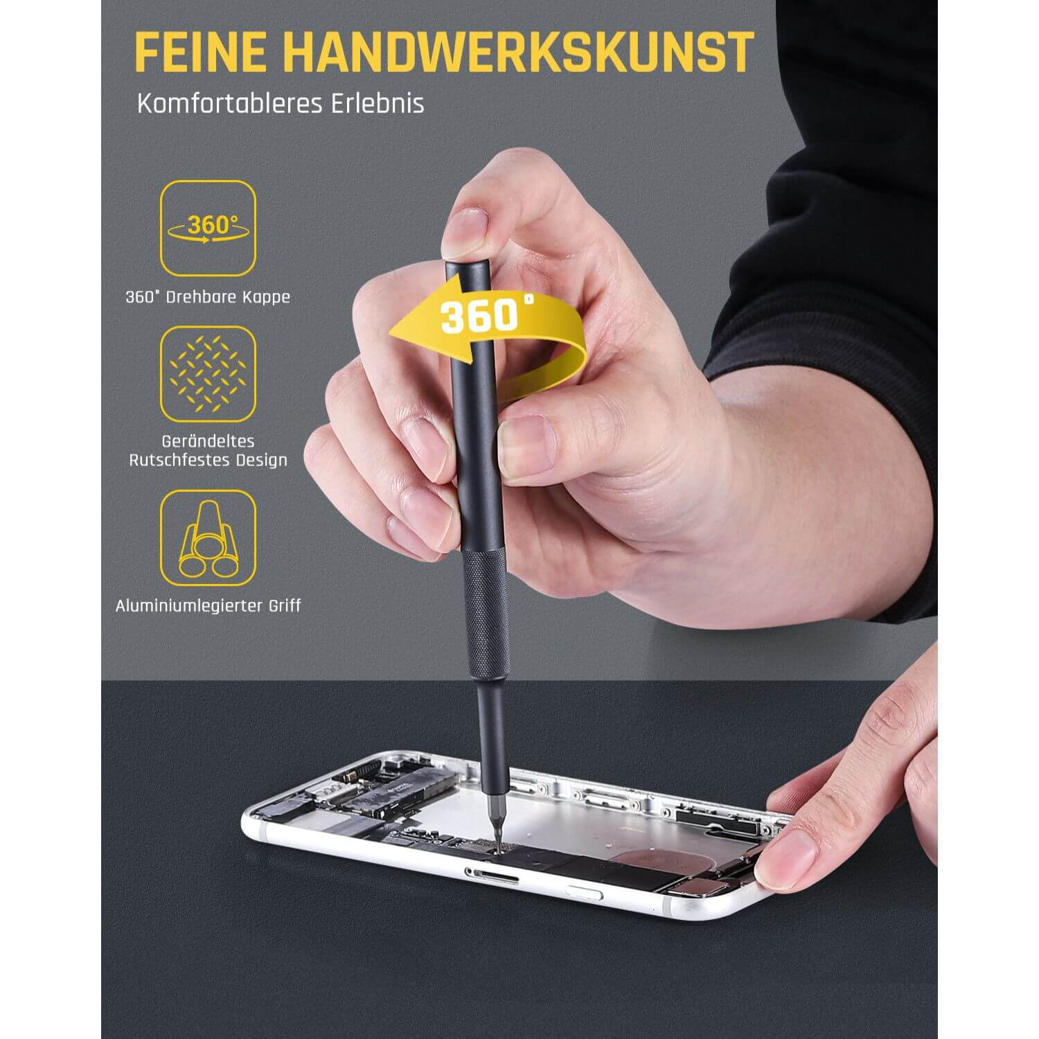 Fanttik X5 Max Feinmechaniker Schraubendreher Set, 50-in-1 magnetische Bits, kleiner Schraubendrehersatz, Magnetgehäuse, 5/32-Zoll-Sechskant, Reparaturwerkzeug für Telefon, Kamera, Laptop, Uhr