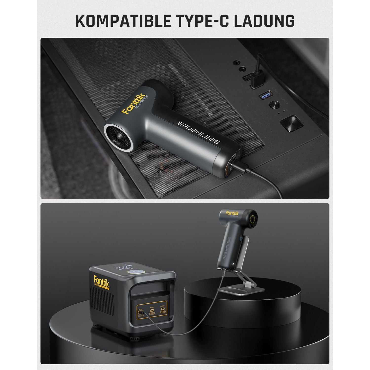 Fanttik B8 Ace Elektrische Staubgebläse Druckluftspray, 110000 U/min, Druckluft Compressed Air Duster mit 2600mAh Akku, Reinigungsbürste, LED-Licht, Staubgebläse für Tastatur, PC-Gehäuse, Schrank