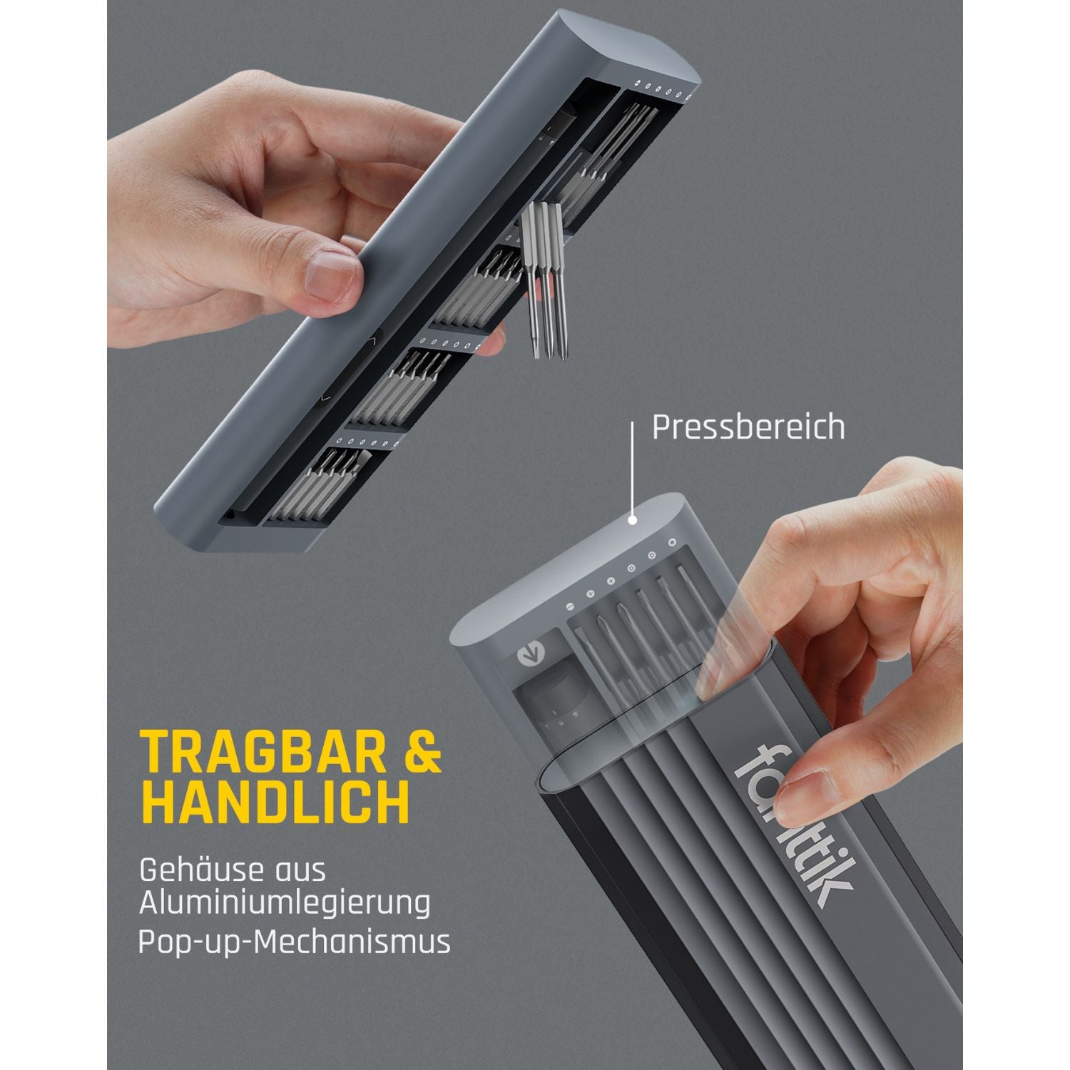 Fanttik E1 Pro Elektrisches Schraubendreher 50 in 1 Magnetische Präzisions-Schraubendreher Kit, 2 Gänge Drehmoment, 5/32 Zoll Sechskant, Geeignet für Reparatur für iPhone,Laptop, Brillen, Uhren