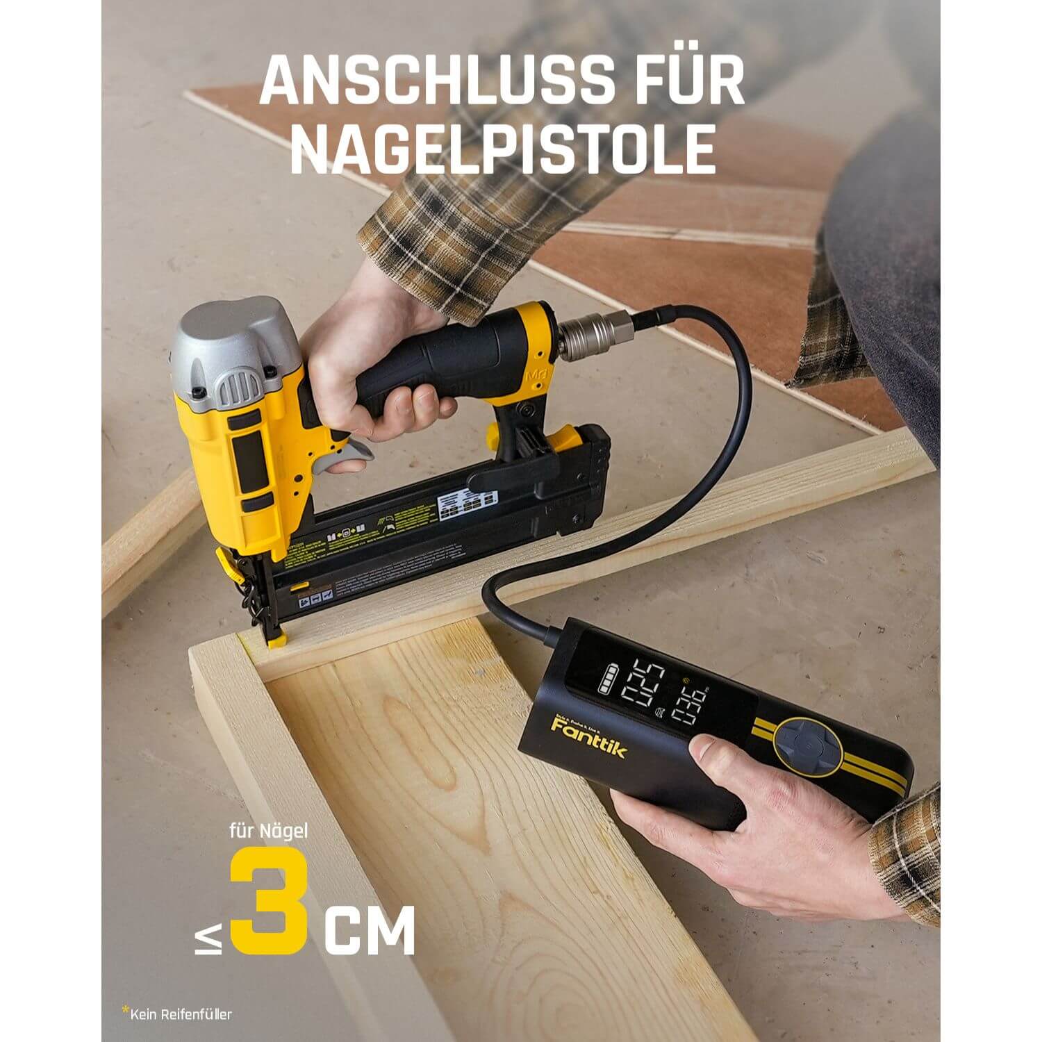 Fanttik X8 APEX Luftpumpe und Anschluss für Nagelpistole, 1/4 Zoll Innengewinde, Druckluftkupplung mit VG8-Gewinde, 20,7 BAR/300 PSI maximaler Druck, 450°C Hitzebeständiger Schnellkupplung-Druckluft