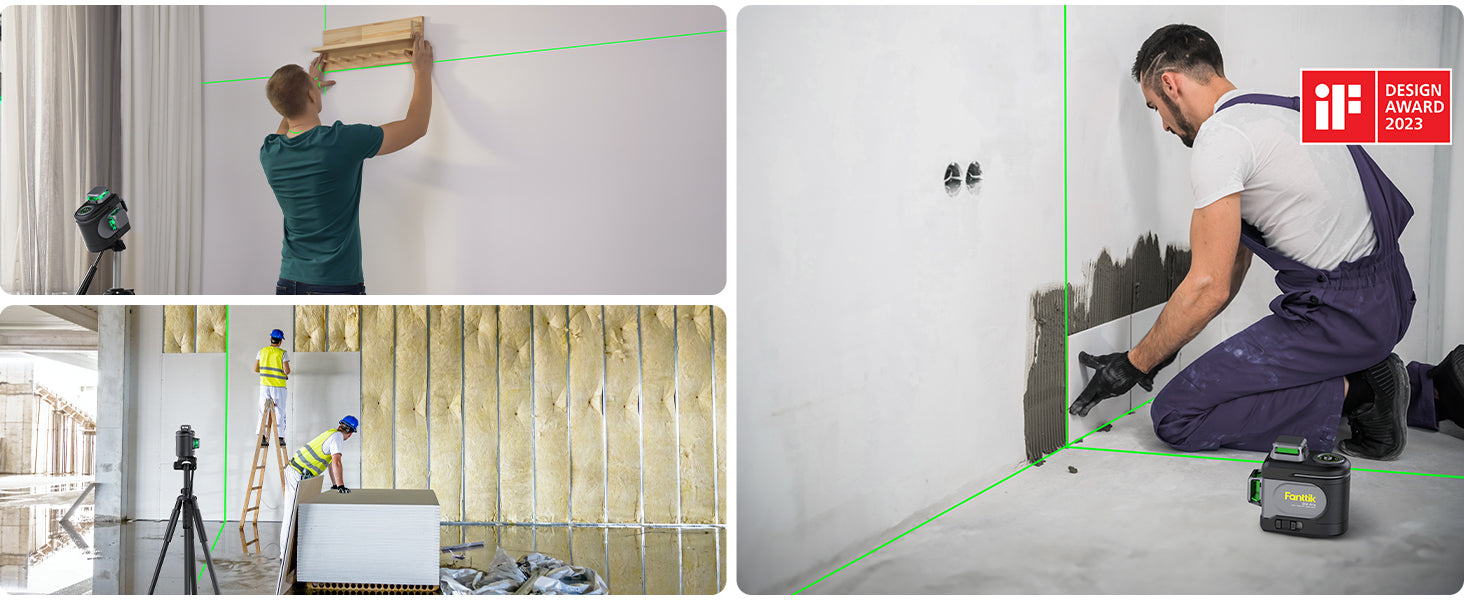 Fanttik D12 PRO Selbstnivellierend Kreuzlinienlaser 3×360°, Grün Linienlaser mit LED-Bildschirm, USB-Aufladung, 5200 mAh Batterie, Arbeitsbereich 30 m, Pulsmodus, für Baustelle/Inneneinrichtung