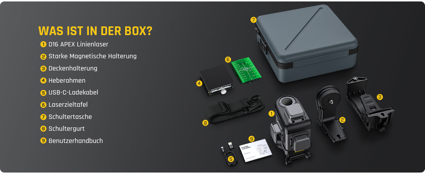 Fanttik D16 APEX Kreuzlinienlaser Grün 4x360°, 16 Linien Selbstnivellierender Linienlaser mit LED-Bildschirm, 5200 mAh Batterie Wiederaufladbar, Impulsmodus, Magnetische Unterstützung